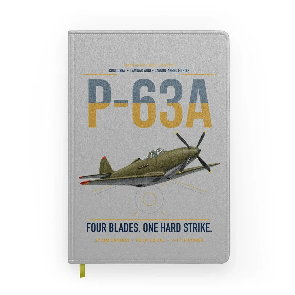 P-63A Kingcobra design on light gray notebook