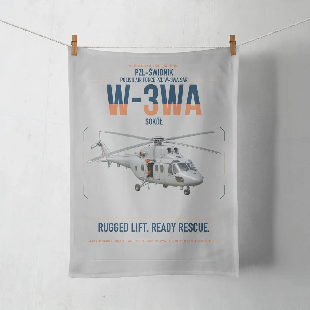 PZL-Świdnik W-3WA Sokół design on light gray towel
