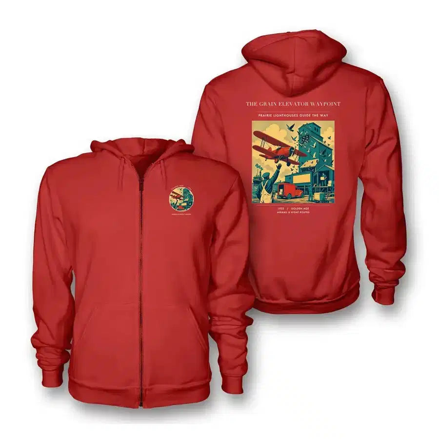 VINTAGE G4451 - The Grain Elevator Waypoint - Premium Zipped Hoodie design on red