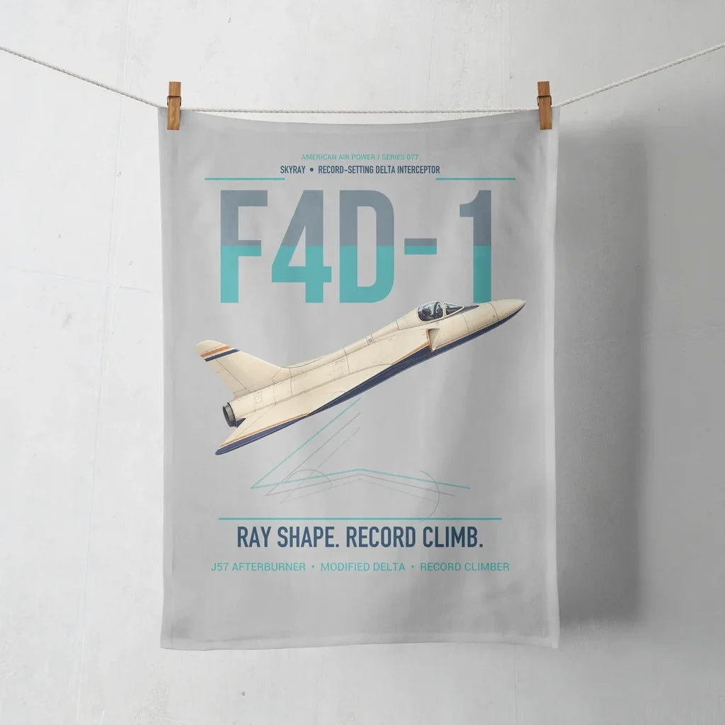 F4D-1 Skyray design on light gray towel