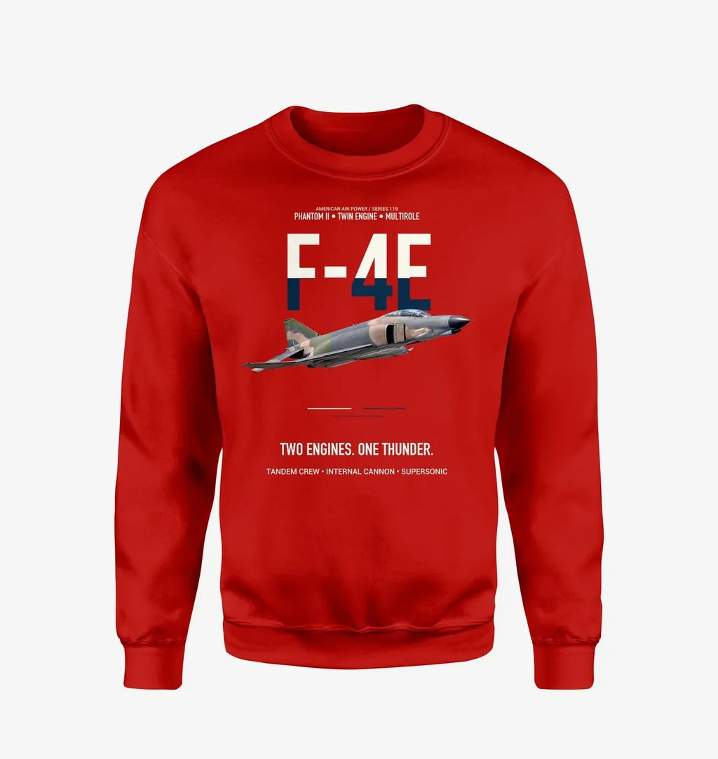 F-4E Phantom II Two Engines One Thunder design on red sweatshirt