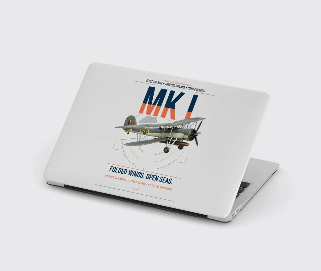 Fairey Swordfish Mk I design on light gray MacBook case
