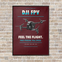 Thumbnail for DJI FPV vertical canvas print - framed - dark red background