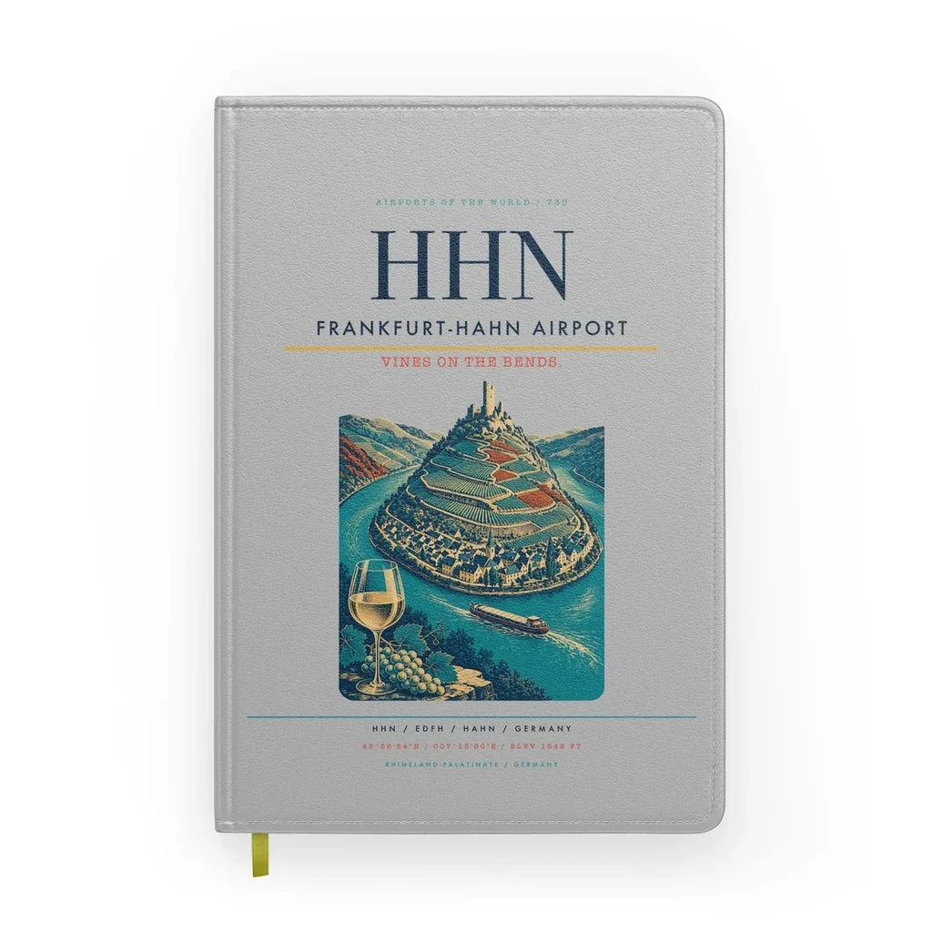 Frankfurt-Hahn Airport (HHN) design on light gray notebook