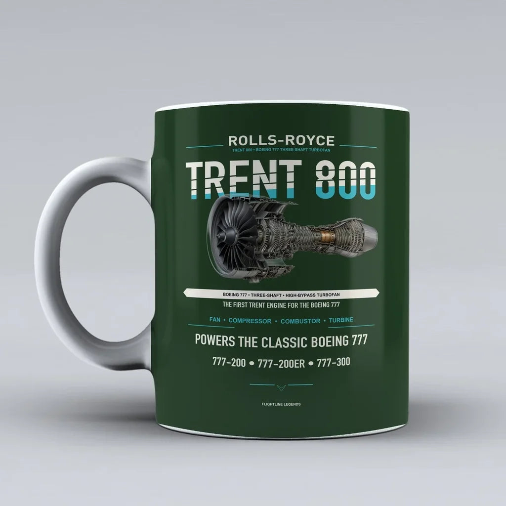 800 Mug design on dark green trent