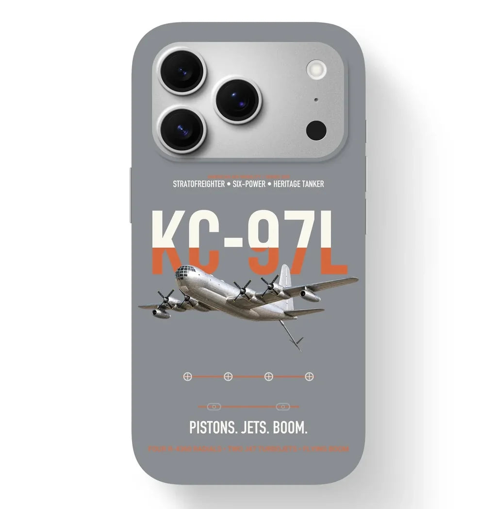 KC-97L STRATOFREIGHTER design on gray magsafe iphone case, for iPhone 17 Pro