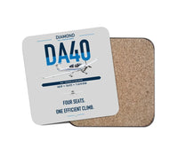 Thumbnail for Diamond DA40 design on light gray 1 piece coaster