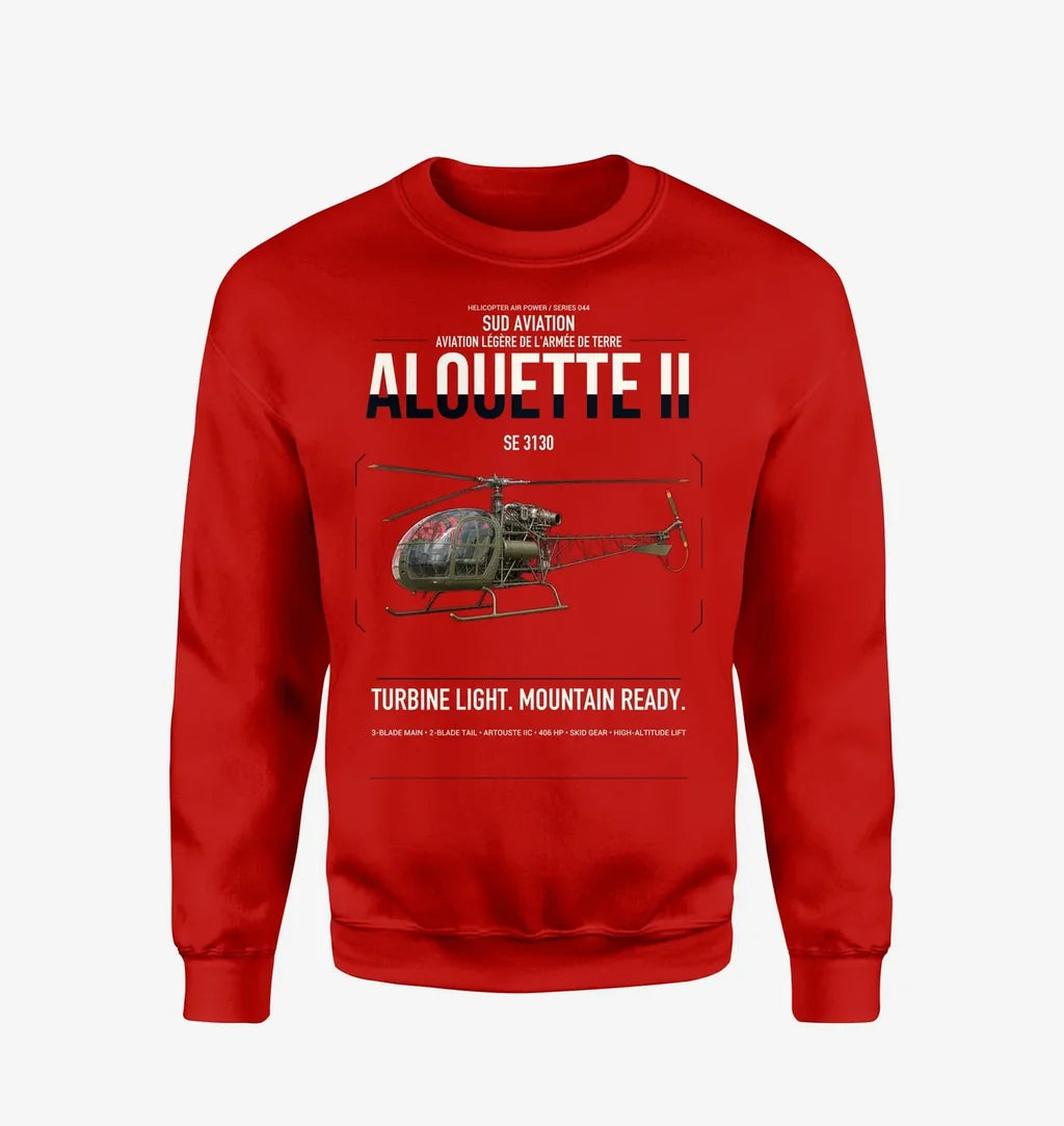 Sud Aviation SE 3130 Alouette II design on red sweatshirt