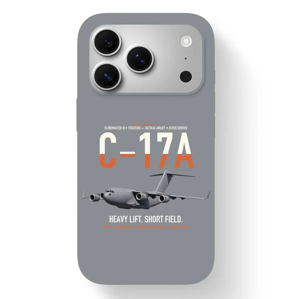C-17A Globemaster III design on gray magsafe iphone case, for iPhone 17 Pro