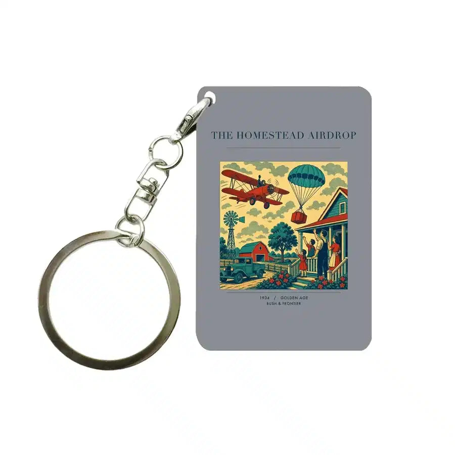VINTAGE G4199 - The Homestead Airdrop - Designed Key Chain design on gray