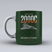 Thumbnail for Dassault Mirage 2000C RDI design on dark green ceramic mug, double-side print