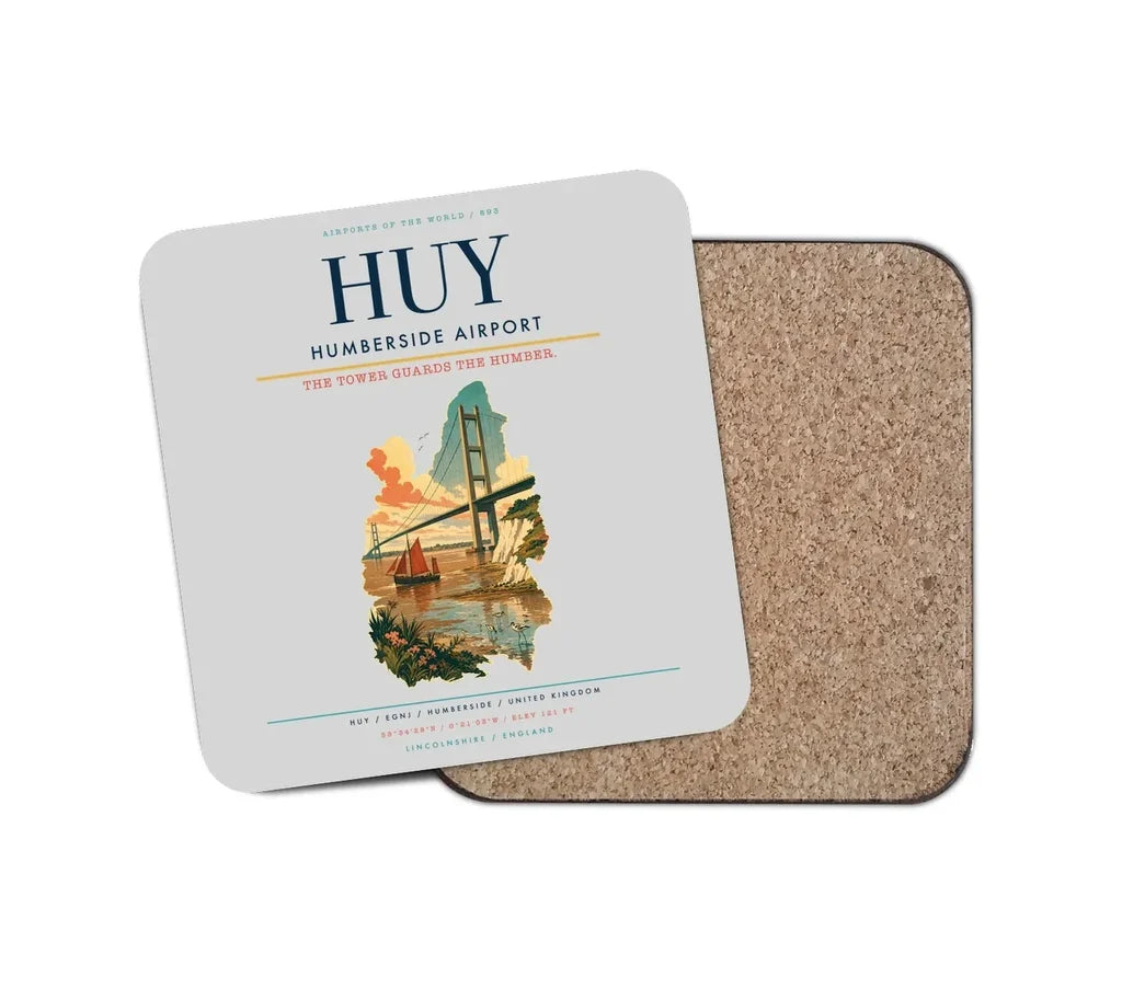 Humberside Airport (HUY) design on light gray 1 piece coaster