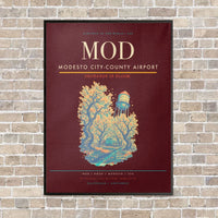 Thumbnail for Modesto City-County Airport MOD vertical canvas print - framed - dark red background