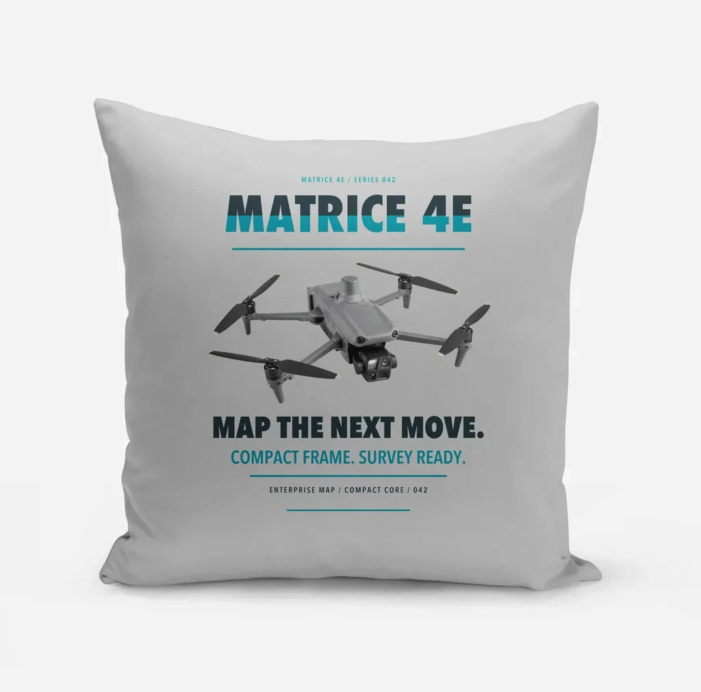 DJI Matrice 4E design on light gray pillow