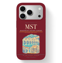 Thumbnail for Maastricht Airport (MST) design on dark red iPhone 17 Pro MagSafe case