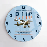 Thumbnail for PZL P.11c design on light blue no frame wall clock