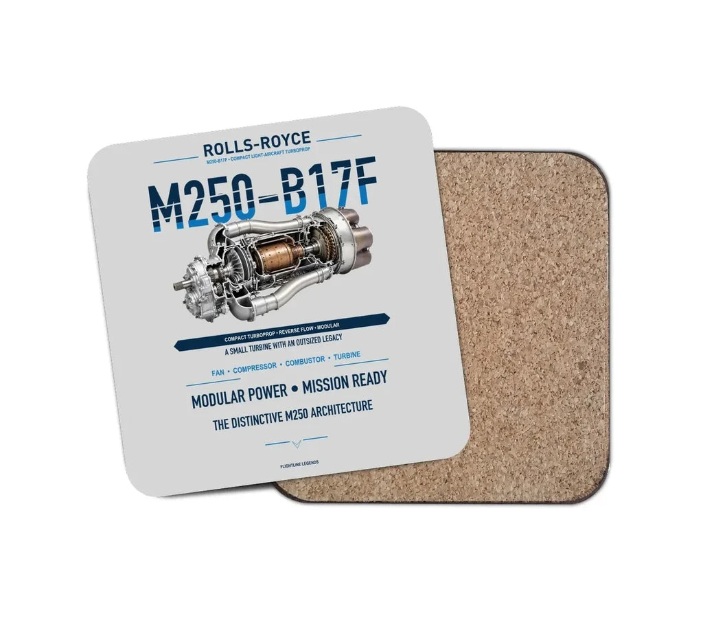 M250-B17F design on light gray 1 piece coaster