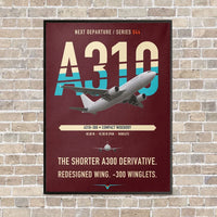 Thumbnail for Airbus A310-300 vertical canvas print - framed - dark red background