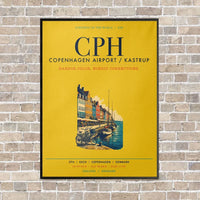Thumbnail for Copenhagen Airport Kastrup CPH vertical canvas print - framed - yellow background