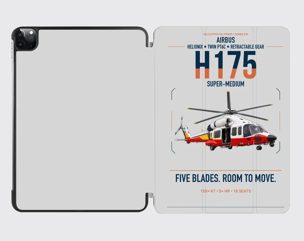 Airbus H175 design on light gray ipad tablet case