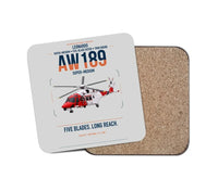 Thumbnail for Leonardo AW189 design on light gray 1 piece coaster