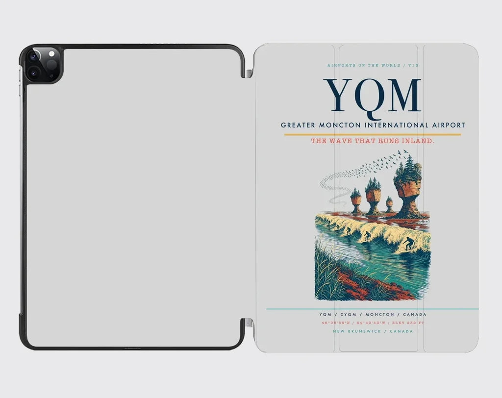 Greater Moncton International Airport (YQM) design on light gray ipad tablet case