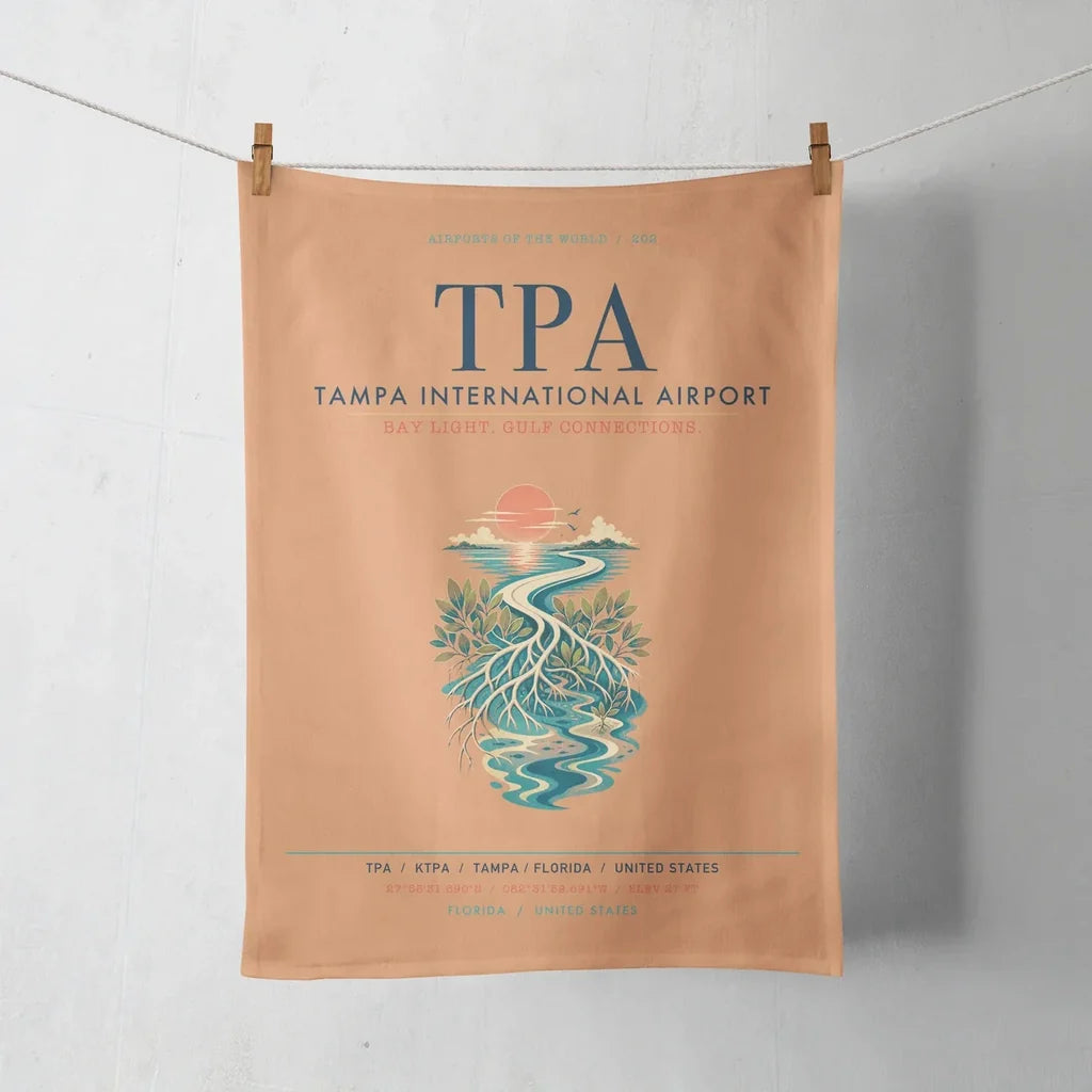 Tampa International Airport (TPA) design on orange towel
