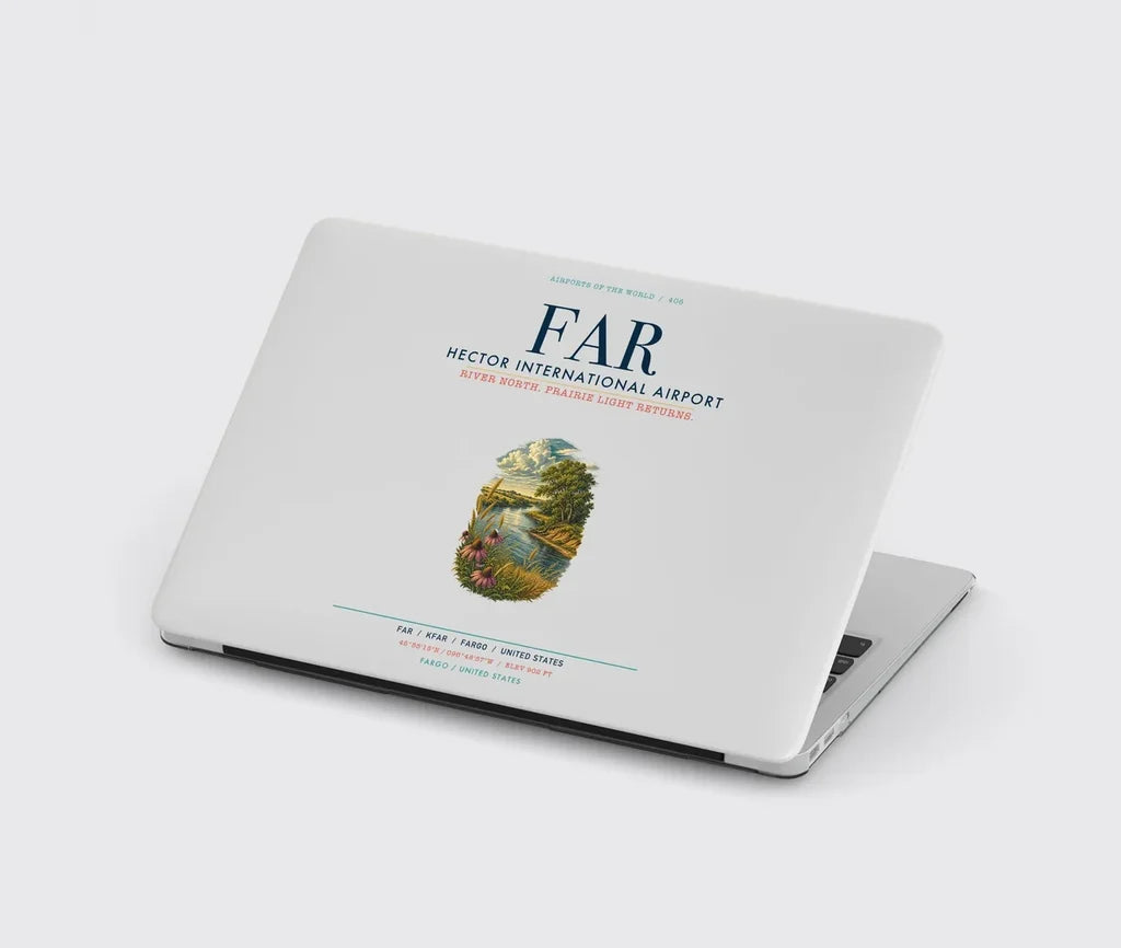 Hector International Airport (FAR) design on light gray MacBook case