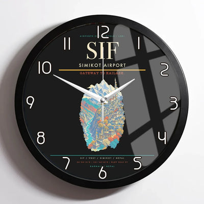 Simikot Airport SIF Wall-Clock Framed - Black