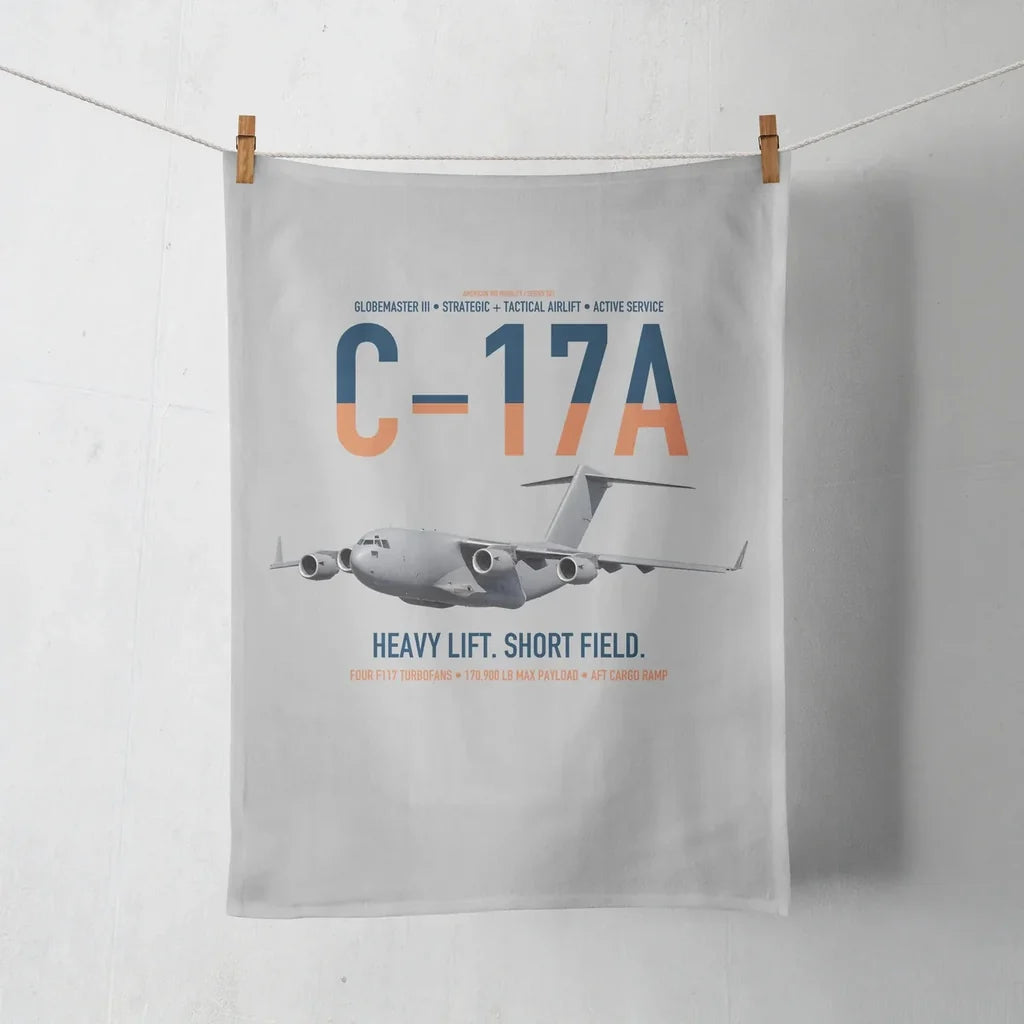 C-17A Globemaster III design on light gray towel