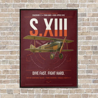Thumbnail for SPAD S.XIII C.1 vertical canvas print - framed - dark red background