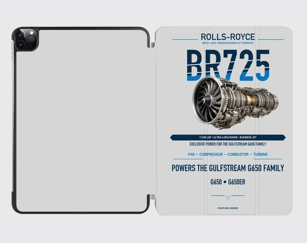 BR725 design on light gray ipad tablet case
