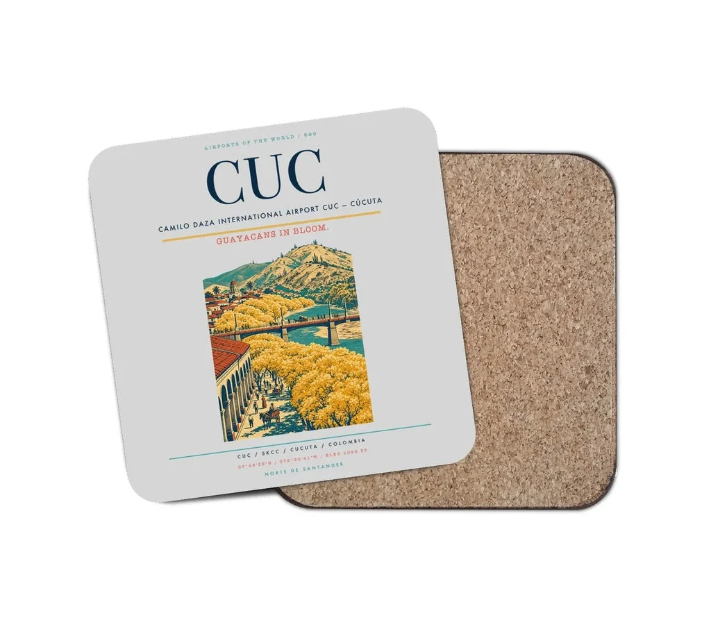 Camilo Daza International Airport (CUC) design on light gray 1 piece coaster