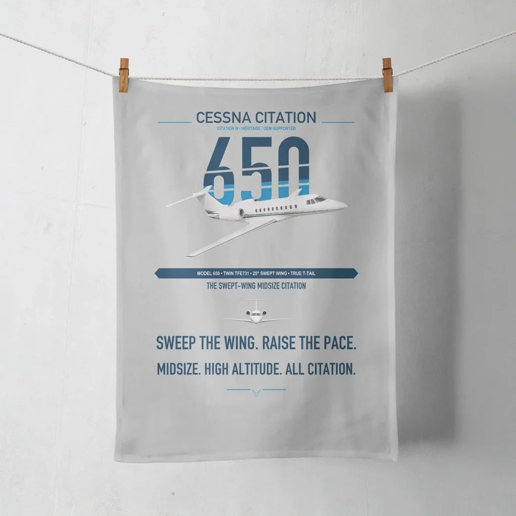 Cessna Citation 650 - Citation III design on light gray towel