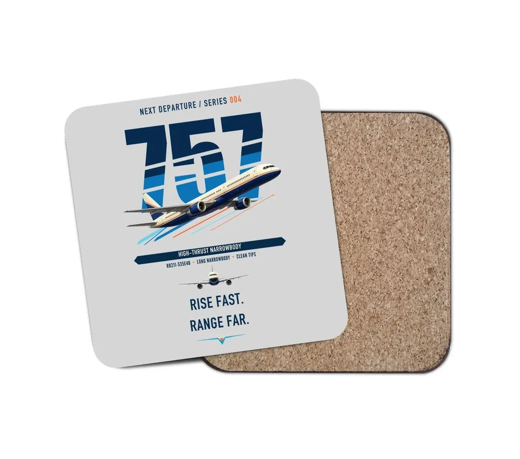 Boeing 757-200 design on light gray 1 piece coaster