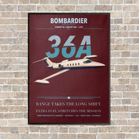 Thumbnail for Bombardier Learjet 36A vertical canvas print - framed - dark red background
