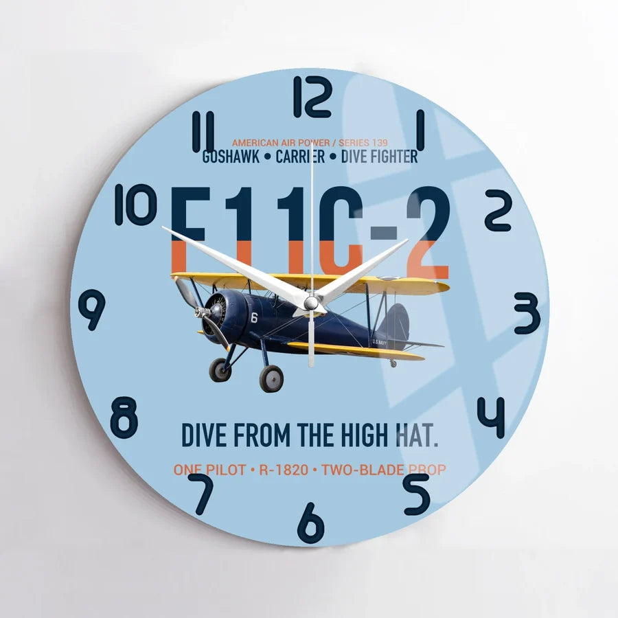 F11C-2 Goshawk Dive from the High Hat design on light blue no frame wall clock