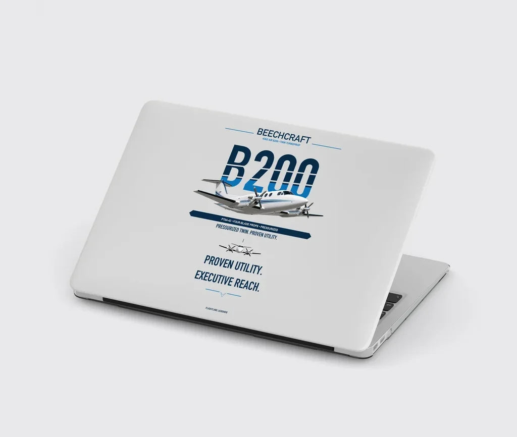 Beechcraft King Air B200 design on light gray MacBook case