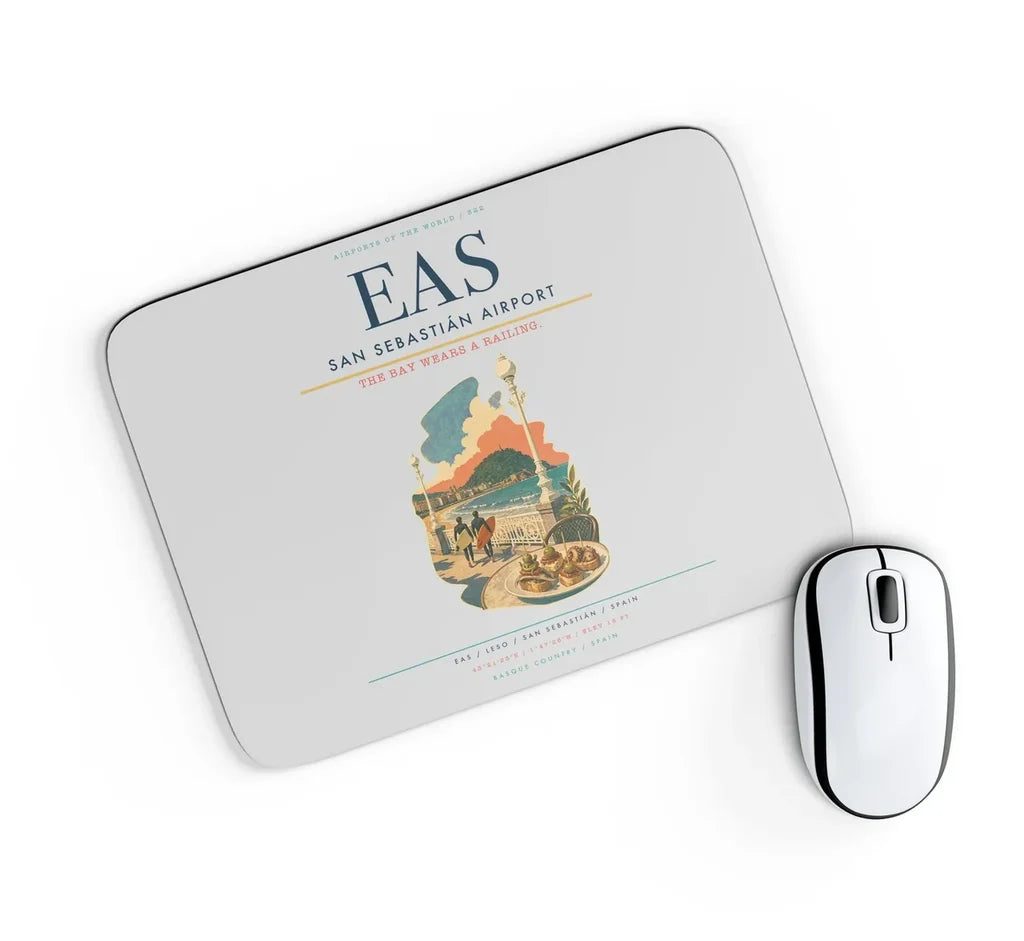 San Sebastián Airport (EAS) design on light gray rectangle mouse pad
