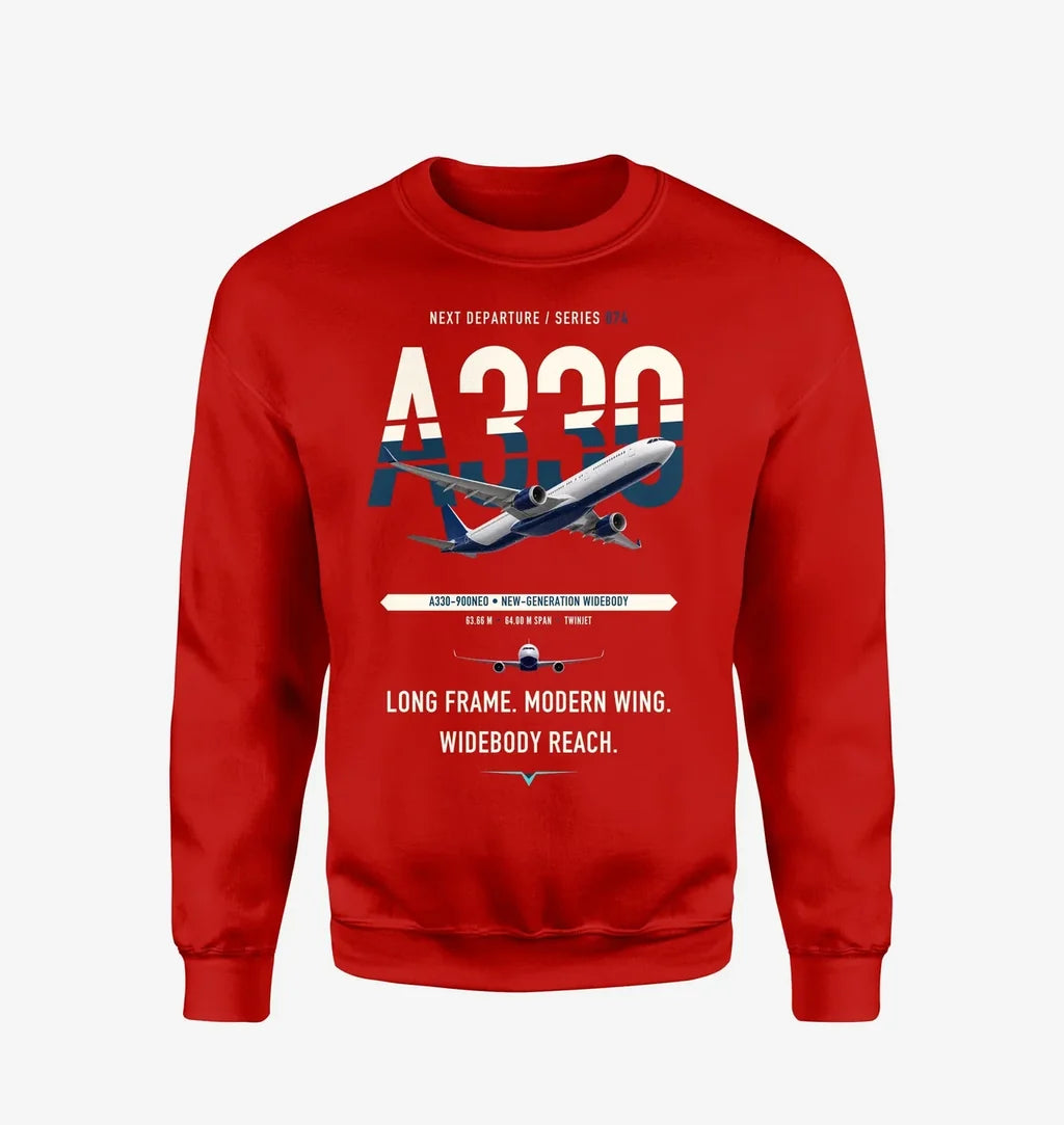 Airbus A330-900neo design on red sweatshirt
