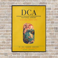 Thumbnail for Ronald Reagan Washington National Airport DCA vertical canvas print - framed - yellow background