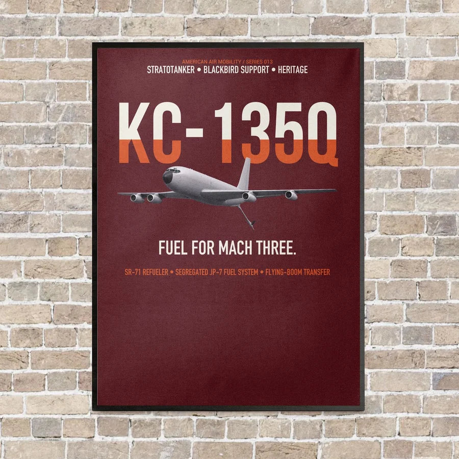 KC-135Q Blackbird Tanker vertical canvas print - framed - dark red background