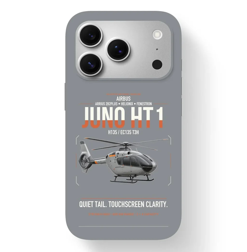 Airbus H135 Juno HT1 design on gray magsafe iphone case, for iPhone 17 Pro