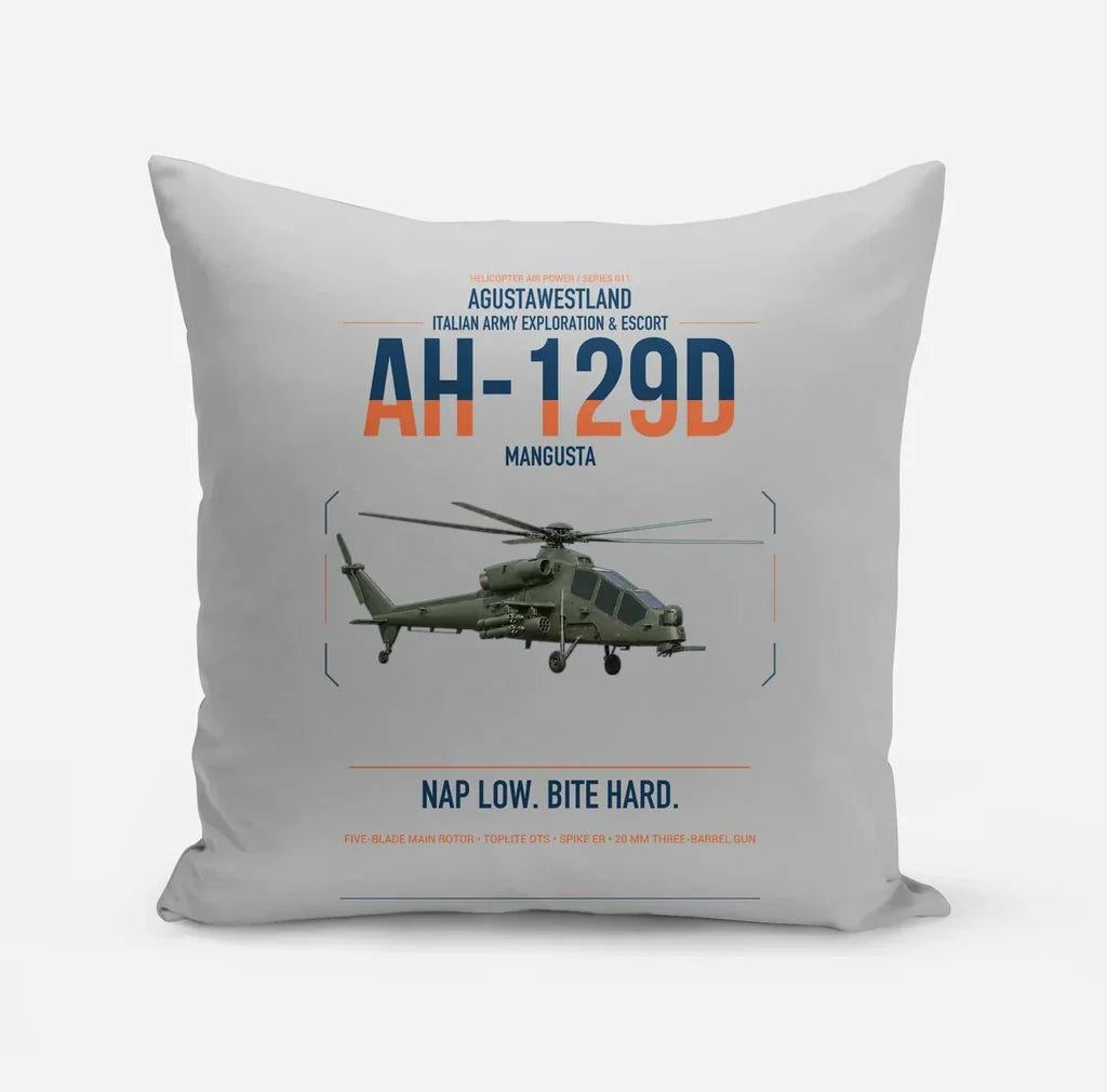 AgustaWestland AH-129D Mangusta design on light gray pillow