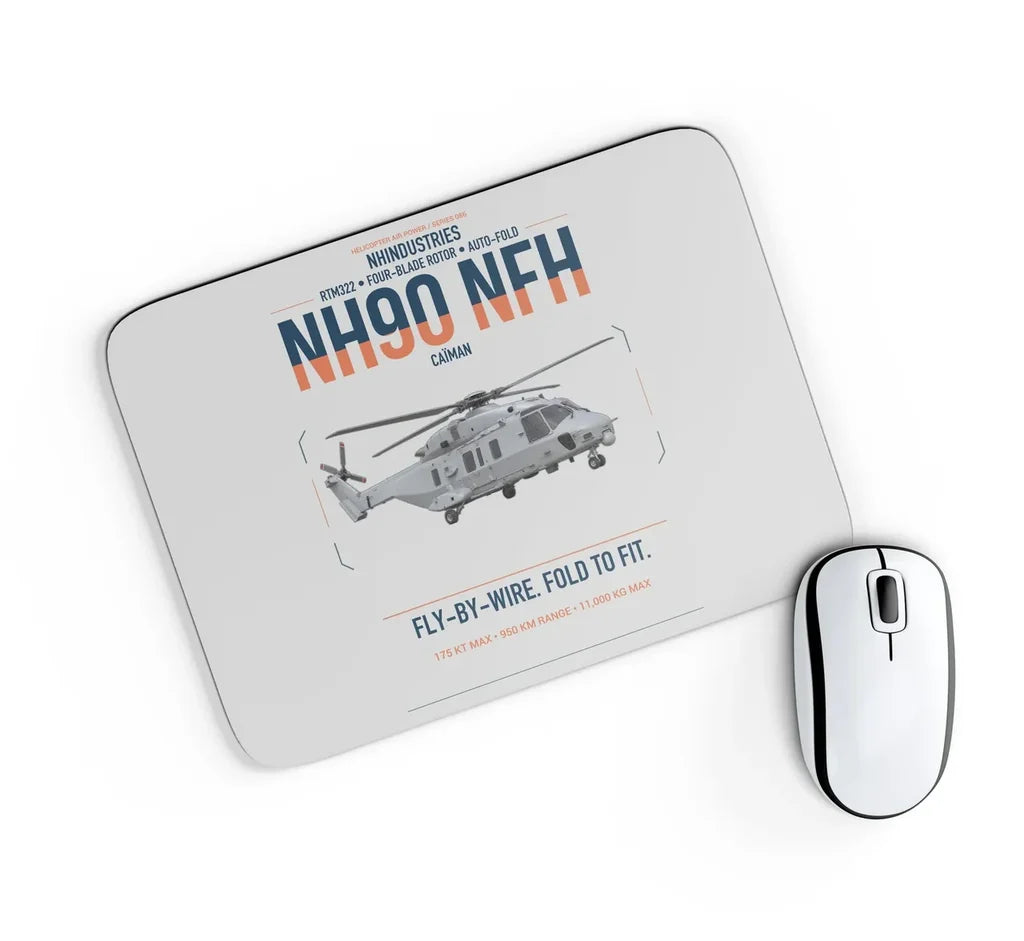 NHIndustries NH90 NFH Caïman design on light gray rectangle mouse pad