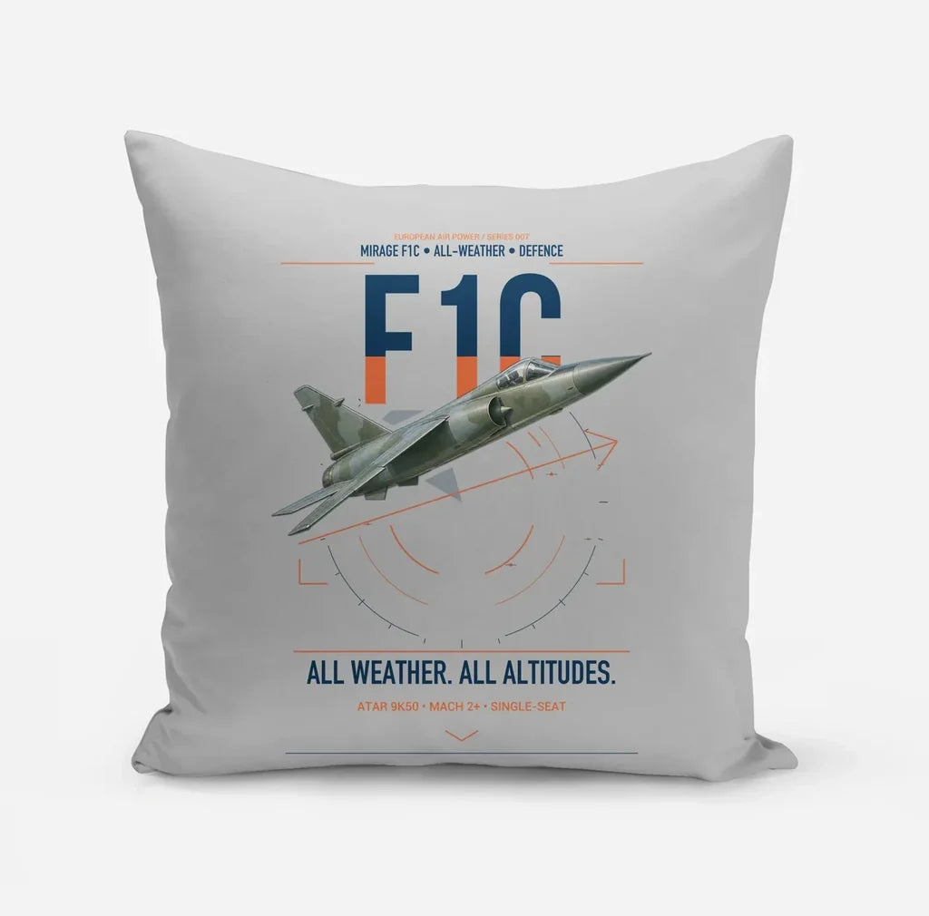 Dassault Mirage F1C design on light gray pillow