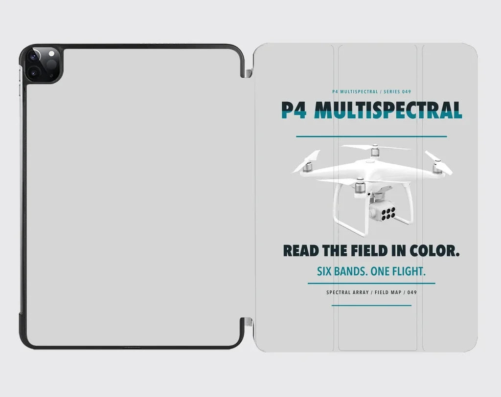 DJI P4 Multispectral design on light gray ipad tablet case