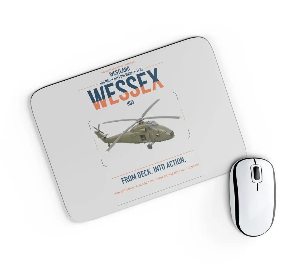 Westland Wessex HU5 design on light gray rectangle mouse pad