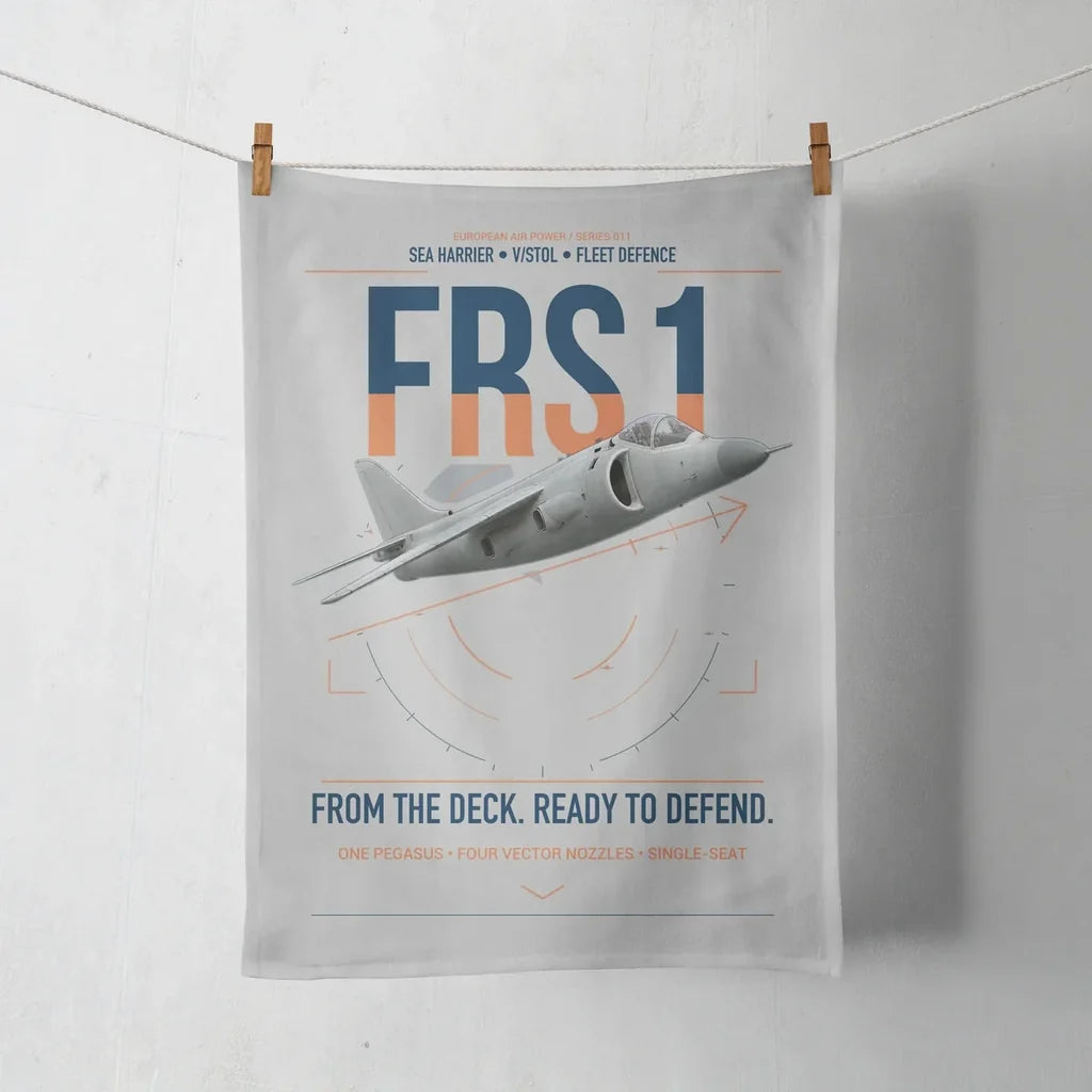 British Aerospace Sea Harrier FRS.1 design on light gray towel