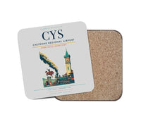 Thumbnail for Cheyenne Regional Airport (CYS) design on light gray 1 piece coaster